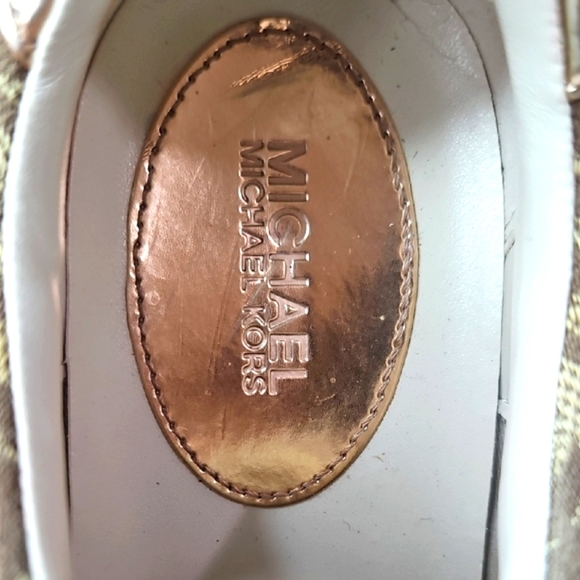 Michael Kors Billie Trainers Pink, Bronze, Cream Sneakers Soft Leather Size 9 - Picture 2 of 7
